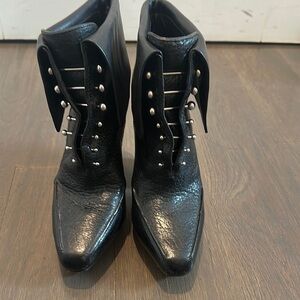 Black Leather Women's Ankle Boots